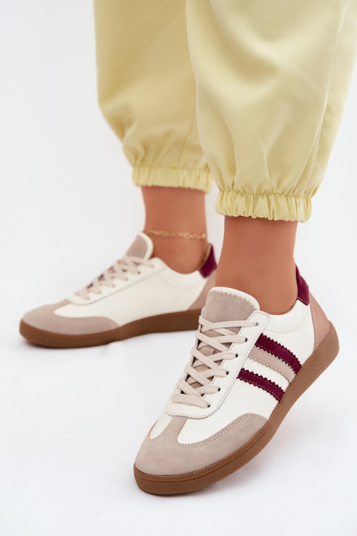 Pele À modalo de tênis Feminino Zazoo N1234S2 Branco-Borgonha