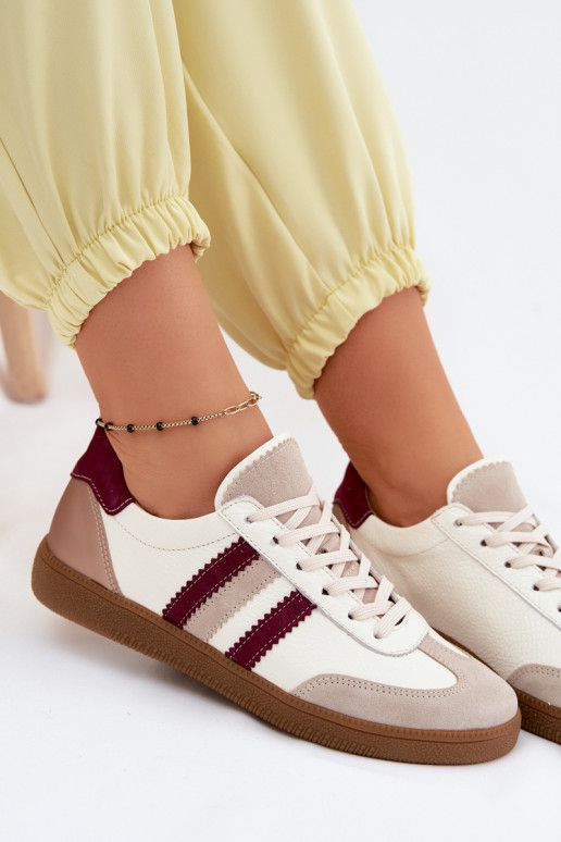 Pele À modalo de tênis Feminino Zazoo N1234S2 Branco-Borgonha