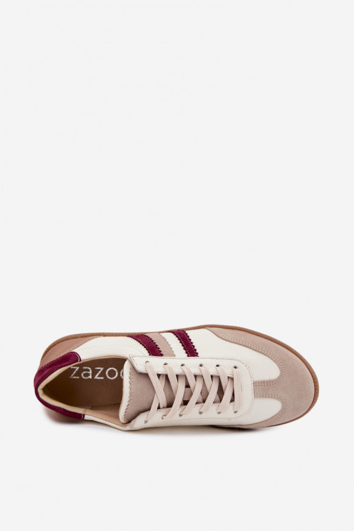 Ténis de couro Zazoo N1234S2 branco-borgonha