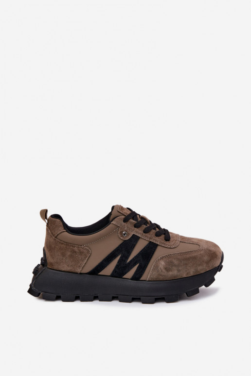 Pele de camurça À modalo de tênis Feminino com uma plataforma Vinceza 41520 cor cáqui