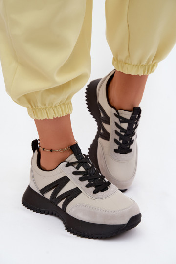 de camurça À modalo de tênis Feminino com uma plataforma Vinceza 41521 cor cinza