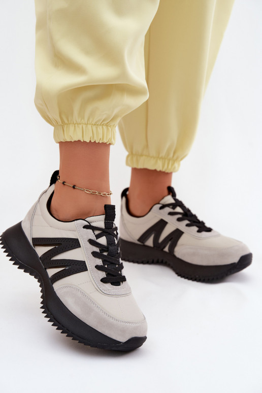 de camurça À modalo de tênis Feminino com uma plataforma Vinceza 41521 cor cinza