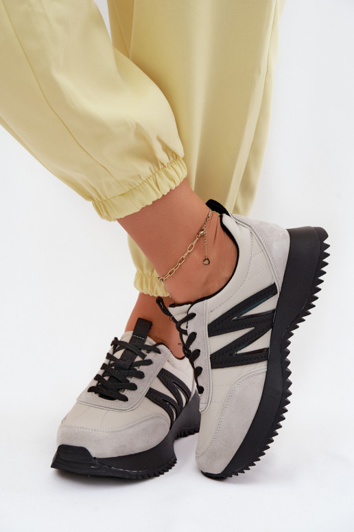 de camurça À modalo de tênis Feminino com uma plataforma Vinceza 41521 cor cinza