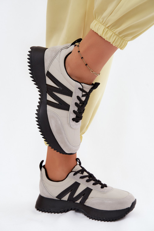 de camurça À modalo de tênis Feminino com uma plataforma Vinceza 41521 cor cinza