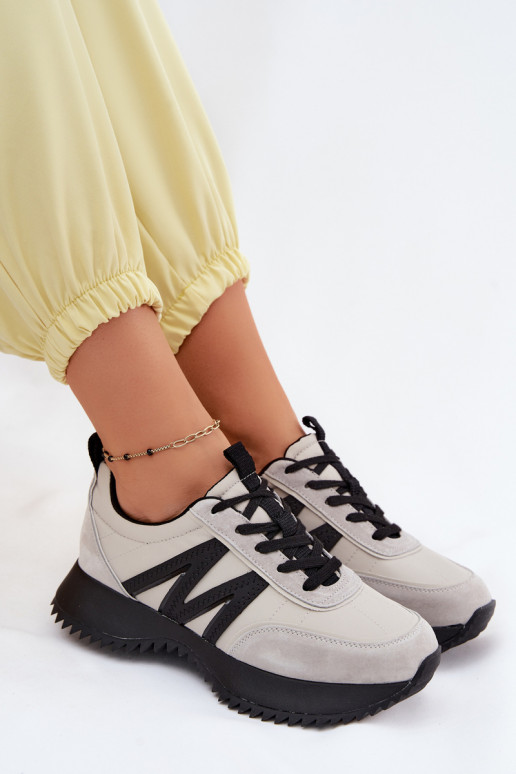 de camurça À modalo de tênis Feminino com uma plataforma Vinceza 41521 cor cinza