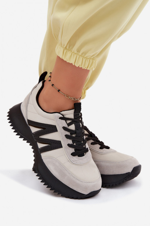 de camurça À modalo de tênis Feminino com uma plataforma Vinceza 41521 cor cinza