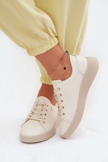 Sapatos de couro Vinceza 41508 marfim 2