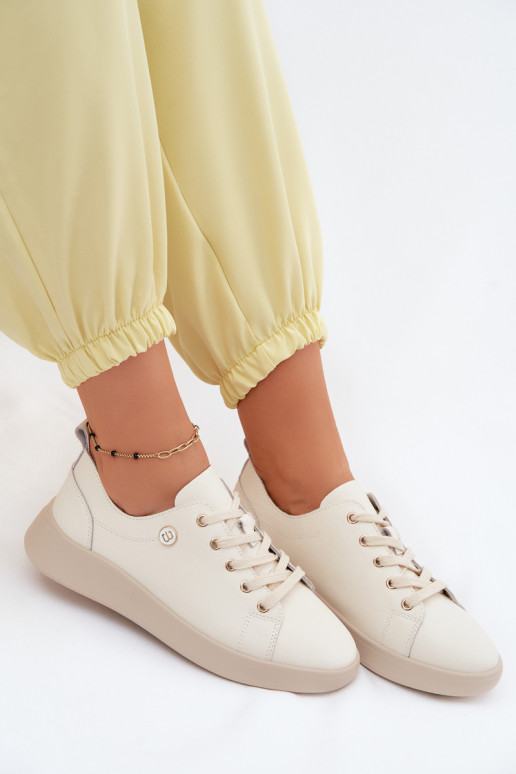 Sapatos de couro Vinceza 41508 marfim