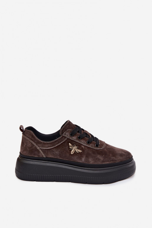 Sapatos de camurça sintética com plataforma Vinceza 41523 cor chocolate