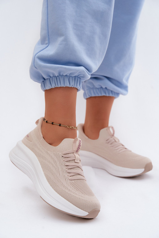  tênis À modalo de tênis Feminino Um modelo atraente Kobbo 102425 bege