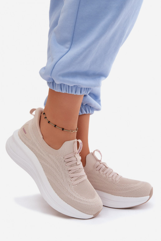  tênis À modalo de tênis Feminino Um modelo atraente Kobbo 102425 bege