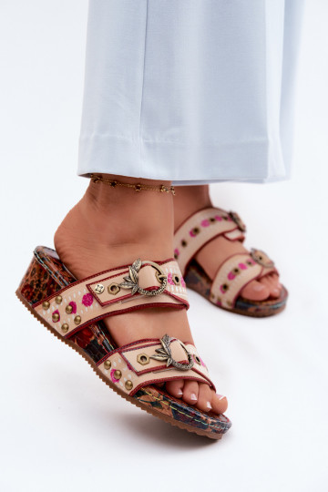 Pele Estampado Chinelos femininos com uma plataforma Tem que serciejka K7406-04 Cores diferentes 2