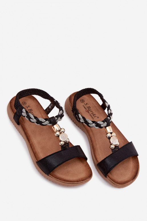 Sandálias rasteiras para mulheres S.Barski KV61-6051 cor preta
