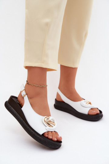 Pele Sandálias plataforma com enfeites S.Barski KV61-6047 cor branca 2