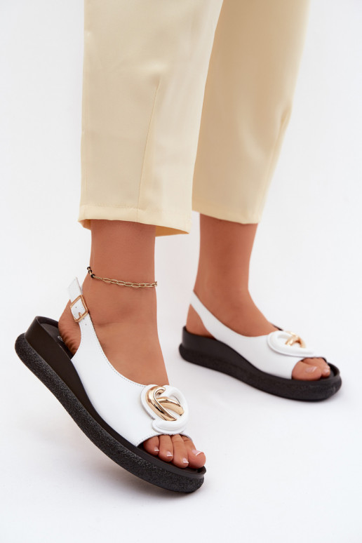 Pele Sandálias plataforma com enfeites S.Barski KV61-6047 cor branca