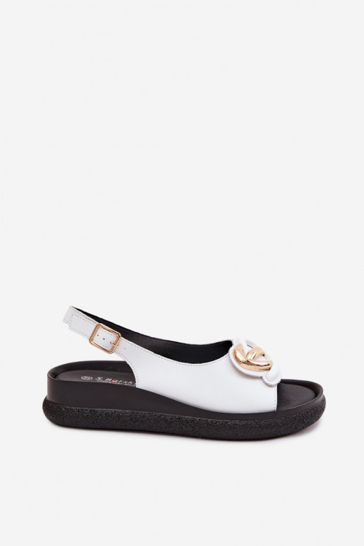 Pele Sandálias plataforma com enfeites S.Barski KV61-6047 cor branca