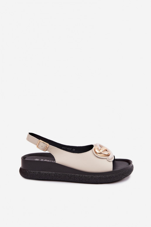 Pele Sandálias plataforma com enfeites S.Barski KV61-6047 bege