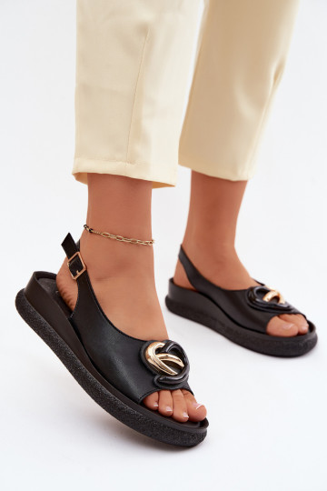 Pele Sandálias plataforma com enfeites S.Barski KV61-6047 cor preta 2