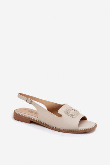 Sandálias femininas com saltos largos S.Barski KV61-6076 cor areia 2