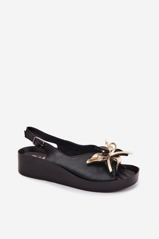 Sandálias femininas com ornamentos S.Barski KV61-6045 cor preta