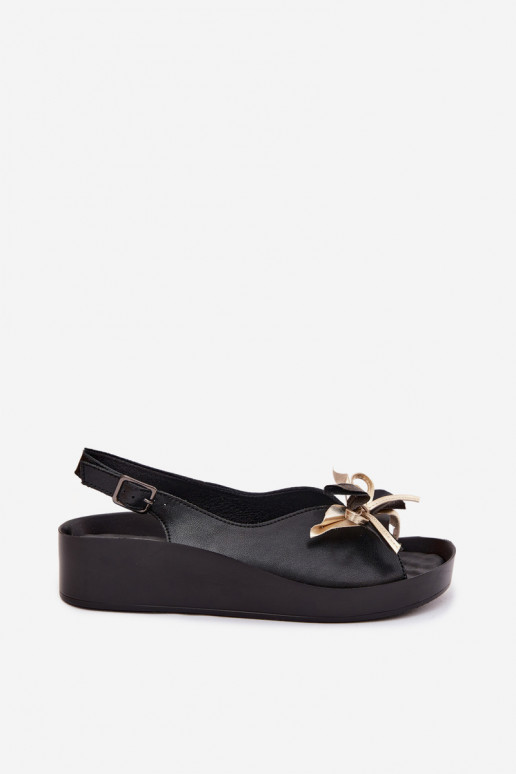 Sandálias femininas com ornamentos S.Barski KV61-6045 cor preta