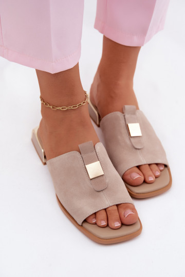 Estilo elegante Chinelos femininos camurça naturaloParaa D&A JC61-1002 bege