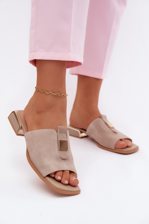 Estilo elegante Chinelos femininos camurça naturaloParaa D&A JC61-1002 bege