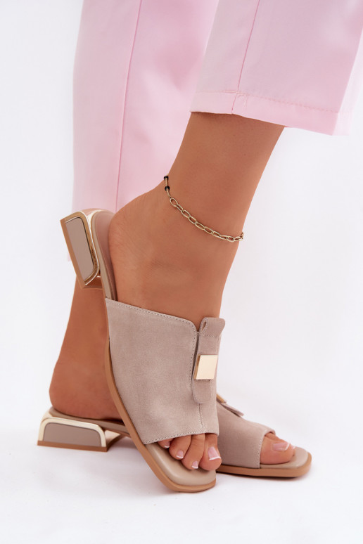 Estilo elegante Chinelos femininos camurça naturaloParaa D&A JC61-1002 bege