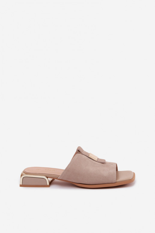 Estilo elegante Chinelos femininos camurça naturaloParaa D&A JC61-1002 bege