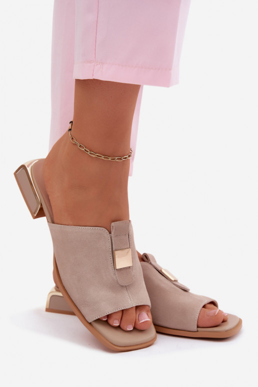 Estilo elegante Chinelos femininos camurça naturaloParaa D&A JC61-1002 bege