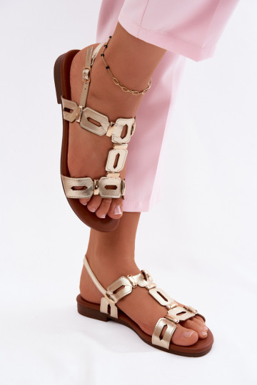 Sandálias rasteiras para mulheres S.Barski PL61-0903 cor dourada