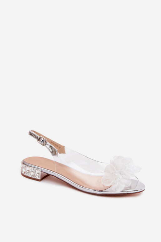 Transparente sandálias com olhos brilhantes I SiateczkoParaymi com motivos floraisami D&A MR61-9006 cor prata