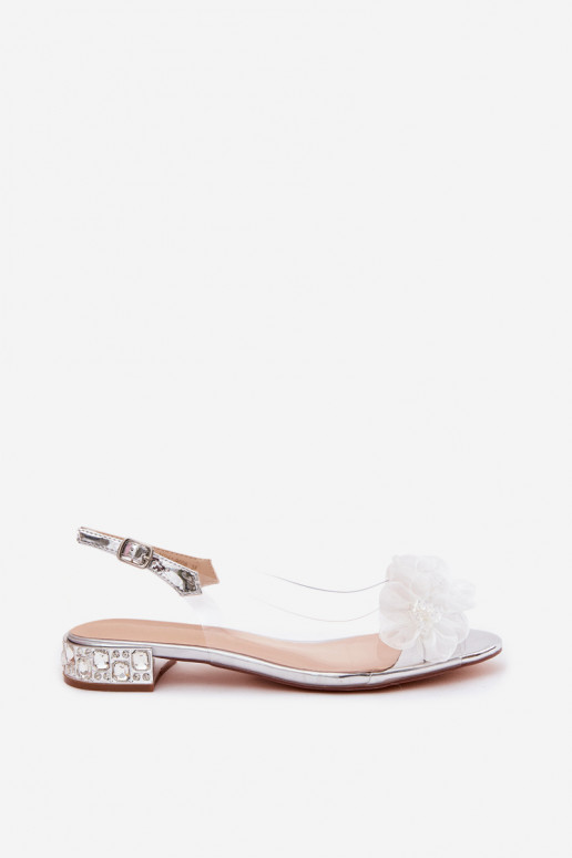 Transparente sandálias com olhos brilhantes I SiateczkoParaymi com motivos floraisami D&A MR61-9006 cor prata