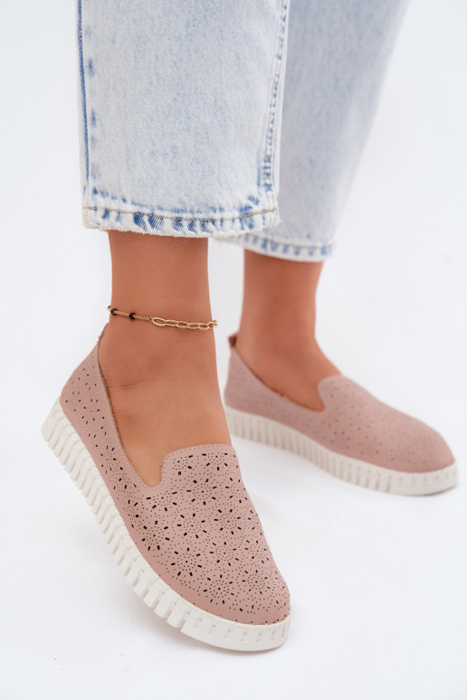 com elementos abertos Um modelo atraente sapato Feminino cor rosa Salty