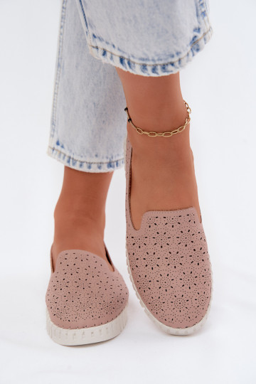 com elementos abertos Um modelo atraente sapato Feminino cor rosa Salty 2