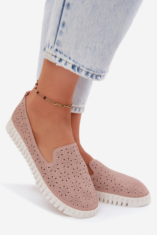 com elementos abertos Um modelo atraente sapato Feminino cor rosa Salty