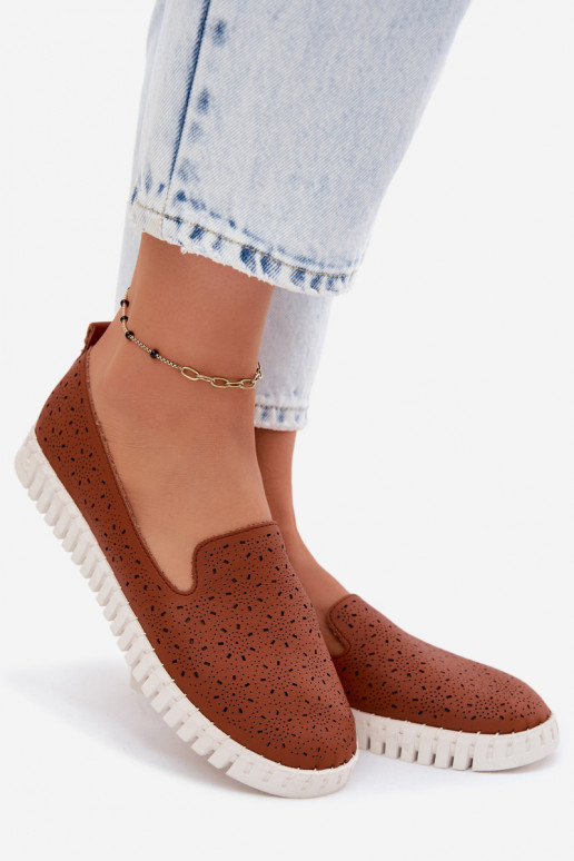 com elementos abertos Um modelo atraente sapato Feminino cor marrom Salty