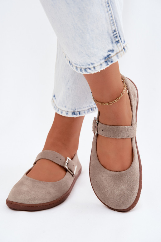 Bailarinas BarefootHabilitadoturalnego de camurçau Zazoo 316 cor capuccino