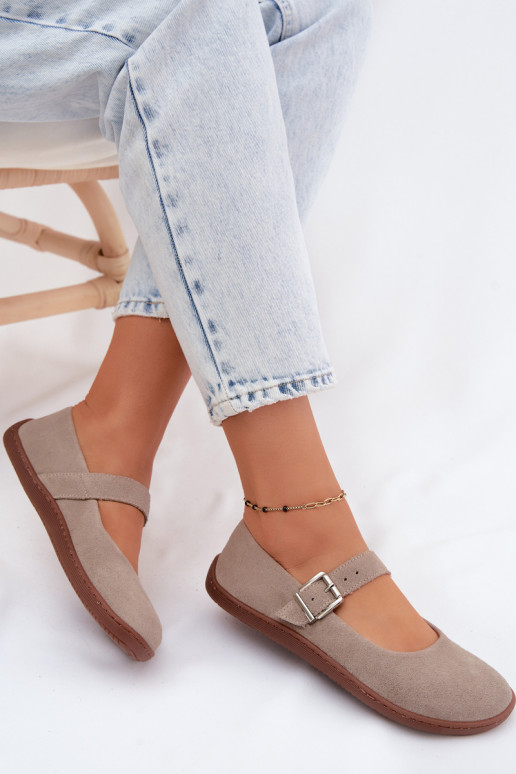 Bailarinas BarefootHabilitadoturalnego de camurçau Zazoo 316 cor capuccino