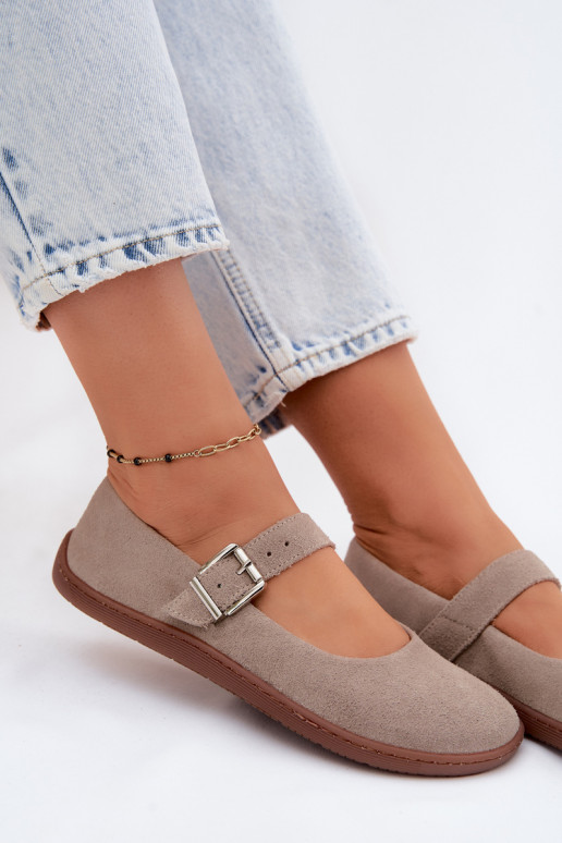 Bailarinas BarefootHabilitadoturalnego de camurçau Zazoo 316 cor capuccino