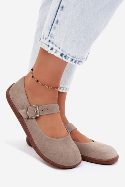 Bailarinas BarefootHabilitadoturalnego de camurçau Zazoo 316 cor capuccino