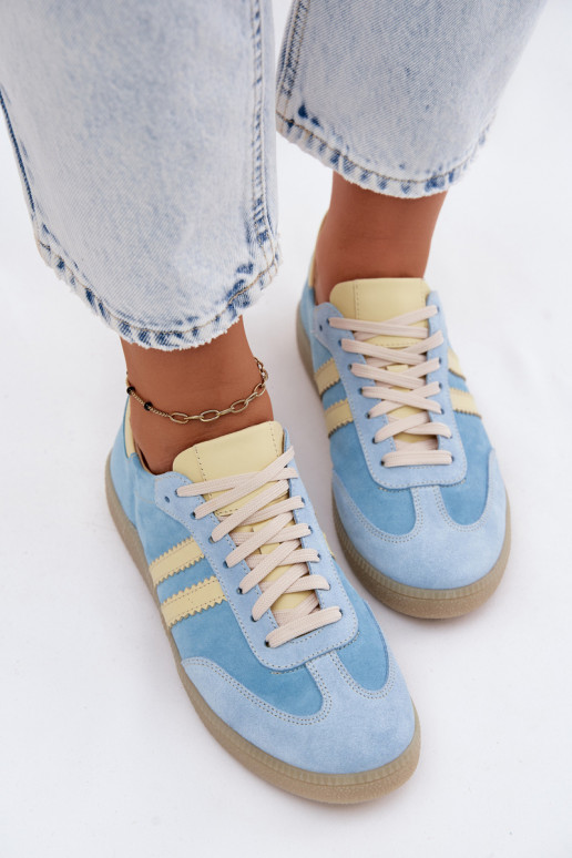 Zazoo N1068 de camurça Baixo À modalo de tênis Feminino azul claro