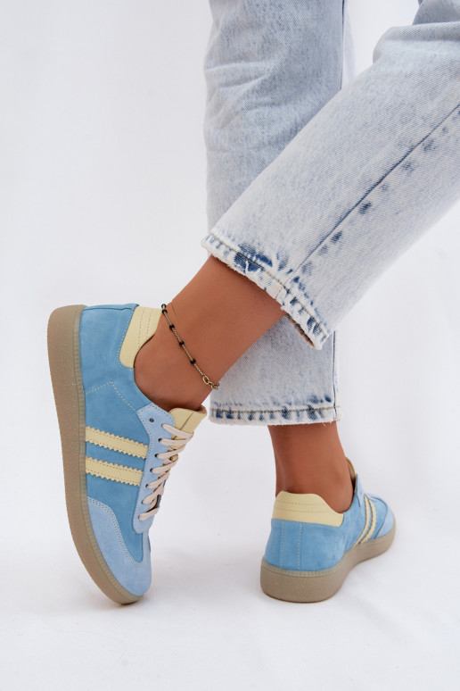 Zazoo N1068 de camurça Baixo À modalo de tênis Feminino azul claro