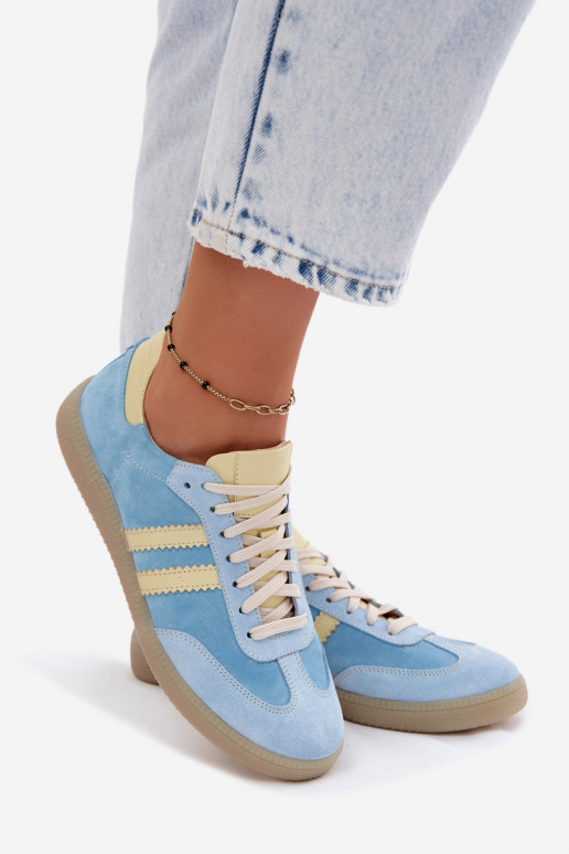 Zazoo N1068 de camurça Baixo À modalo de tênis Feminino azul claro