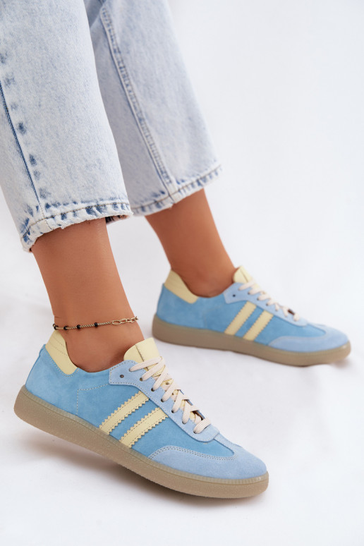 Zazoo N1068 de camurça Baixo À modalo de tênis Feminino azul claro