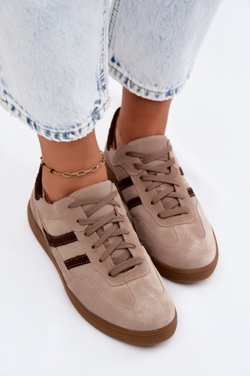 Pele de camurça À modalo de tênis Feminino Zazoo N1176S2 bege