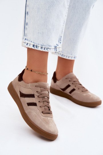 Pele de camurça À modalo de tênis Feminino Zazoo N1176S2 bege 2