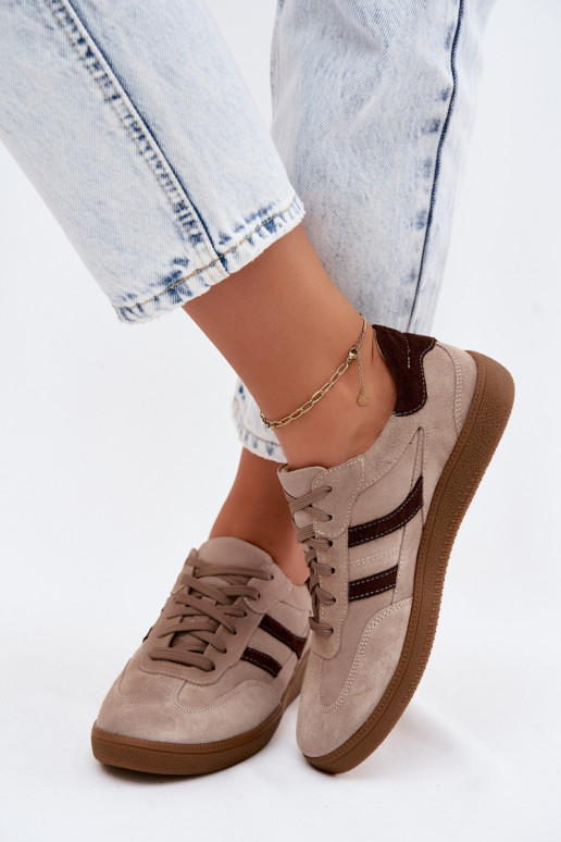 Pele de camurça À modalo de tênis Feminino Zazoo N1176S2 bege