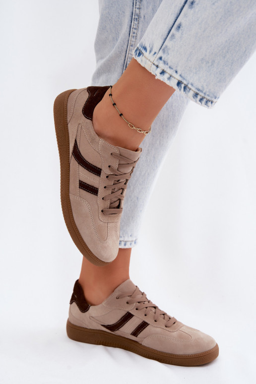 Pele de camurça À modalo de tênis Feminino Zazoo N1176S2 bege