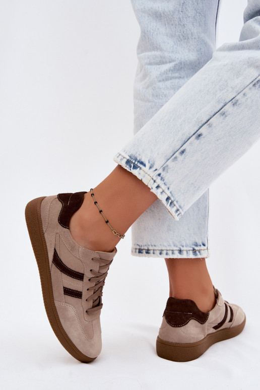 Pele de camurça À modalo de tênis Feminino Zazoo N1176S2 bege